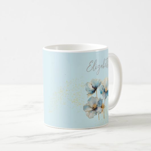 Wasserfarbe Elegante Blauen Pfeffer Kaffeetasse (VorderseiteRechts)