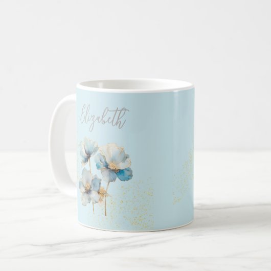 Wasserfarbe Elegante Blauen Pfeffer Kaffeetasse (Vorderseite Links)