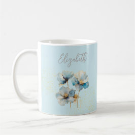 Wasserfarbe Elegante Blauen Pfeffer Kaffeetasse