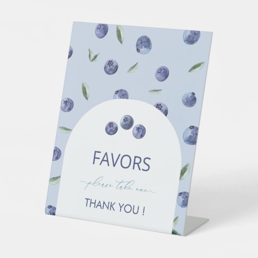 Wasserfarbe Elegante Blueberry Babydusche bevorzug Sockelschild (Vorderseite)