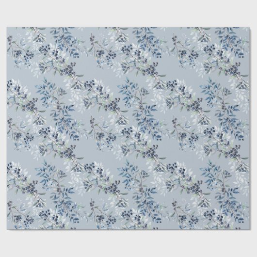 Wasserfarbe Elegante Blueberry Geschenkpapier (Flach)