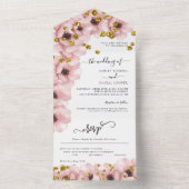 Wasserfarbe Elegante Blume Hochzeit All In One Einladung (Innen Boden)