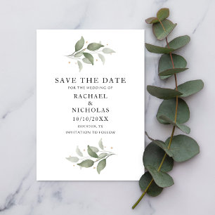 Wasserfarbe Elegante Botanische Landschaft Hochzei Save The Date
