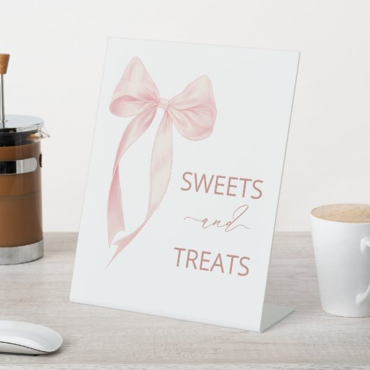 Wasserfarbe Elegante Bow Ribbon Babydusche Süßigke Sockelschild (In SItu)