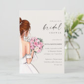 Wasserfarbe Elegante Bride Bridal Gown Brautparty Einladung (Stehend Vorderseite)