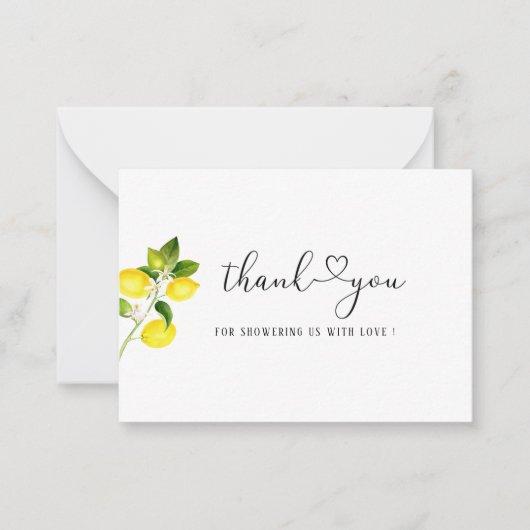 Wasserfarbe Elegante Citrus Lemon Babydusche Dank Mitteilungskarte (Vorderseite)