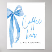 Wasserfarbe Elegante Dusty Blue Bow Bar Zeichen Poster (Vorne)