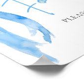 Wasserfarbe Elegante Dusty Blue Bow Food Sign Poster (Ecke)