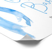 Wasserfarbe Elegante Dusty Blue Bow Open Bar Sign Poster (Ecke)