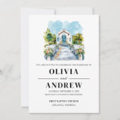 Wasserfarbe Elegante Einfache katholische Kapelle  Einladung (Vorderseite)