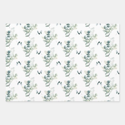 Wasserfarbe Elegante Grüne Weinkultur Eukalyptus B Geschenkpapier Set (Vorderseite 3)