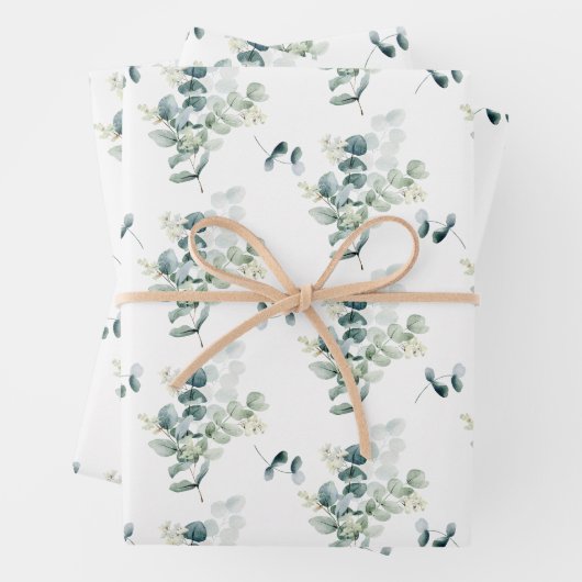 Wasserfarbe Elegante Grüne Weinkultur Eukalyptus B Geschenkpapier Set (Beispiel)