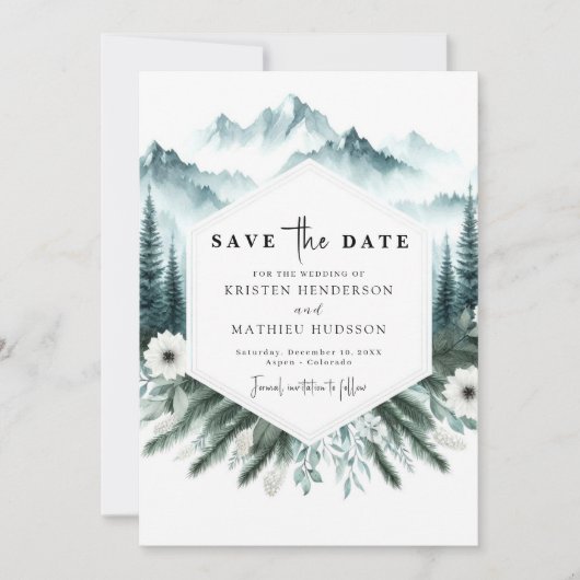 Wasserfarbe Elegante Hochzeit Save The Date (Vorderseite)
