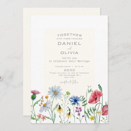 Wasserfarbe Elegante Hochzeitsfeier Einladung (Vorne/Hinten)