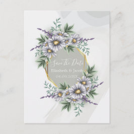 Wasserfarbe Elegante Lila Blumen Save the Date Postkarte