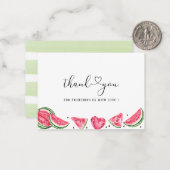 Wasserfarbe Elegante Melon Babydusche Vielen Dank Mitteilungskarte (Vorderseite/Rückseite Beispiel)