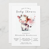 Wasserfarbe Elegante Moderne Kuh Babydusche Einladung (Vorne/Hinten)