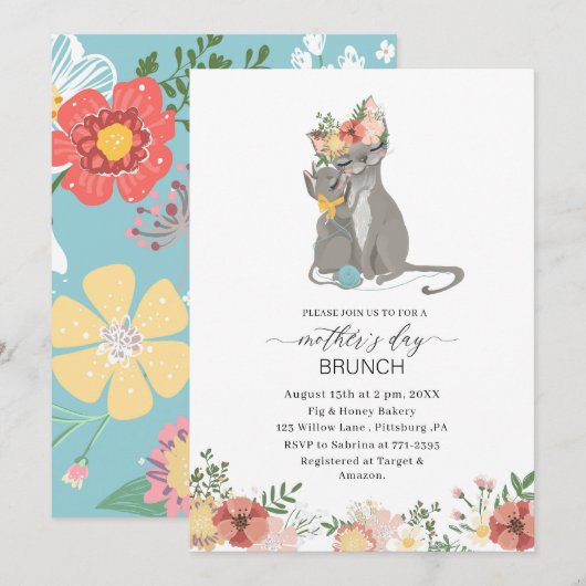 Wasserfarbe Elegante Mutter ist Brunch Baby Showe Einladung (Vorne/Hinten)