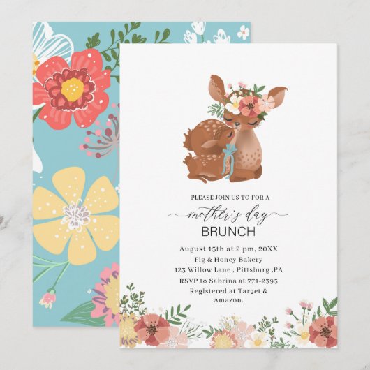 Wasserfarbe Elegante Mutter ist Brunch Baby Showe Einladung (Vorne/Hinten)