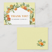 Wasserfarbe Elegante Orange Citrus Babydusche Dank Mitteilungskarte (Vorne/Hinten)