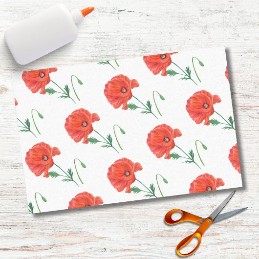 Wasserfarbe Elegante Orange Poppy Seidenpapier