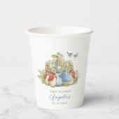 Wasserfarbe Elegante Peter Rabbit Wildblume Baby Pappbecher (Rückseite)