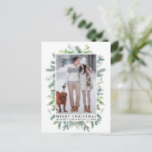 Wasserfarbe Elegante Pine Frame Couple Weihnachten Postkarte (Stehend Vorderseite)