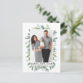 Wasserfarbe Elegante Pine Frame Happy New Year Fot Postkarte (Stehend Vorderseite)
