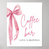 Wasserfarbe Elegante Rosa Pink-braun Kaffee Bar Ze Poster (Vorne)