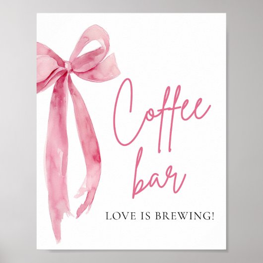 Wasserfarbe Elegante Rosa Pink-braun Kaffee Bar Ze Poster (Vorne)