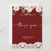 Wasserfarbe Elegante Rote Hochzeit Danke Karte (Vorderseite)