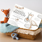 Wasserfarbe Elegante Stork Baby Dusche Einladung