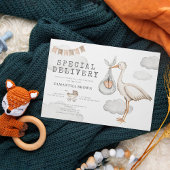 Wasserfarbe Elegante Stork Baby Dusche Einladung