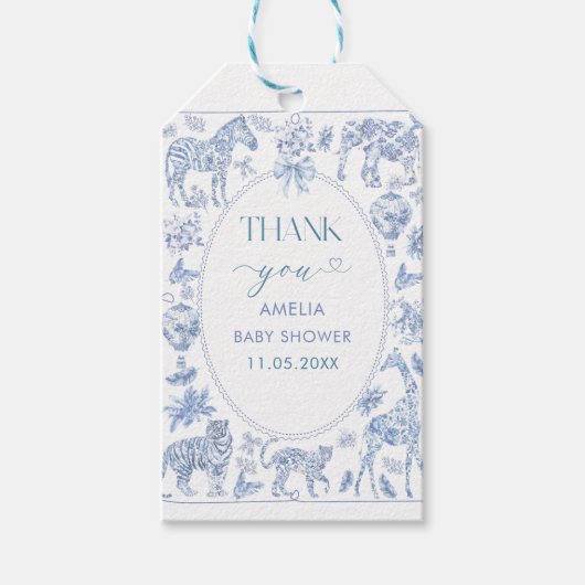 Wasserfarbe Elegante Toile Safari ChinoiseriGesche Geschenkanhänger (Vorderseite)