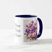 Wasserfarbe Elegante Violet Lila Rose Blume Tasse (VorderseiteRechts)