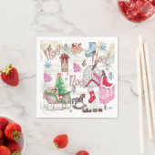 Wasserfarbe Elegante Weihnachtsmärchen Serviette (Beispiel)