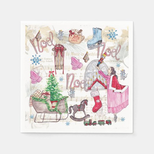 Wasserfarbe Elegante Weihnachtsmärchen Serviette (Vorderseite)