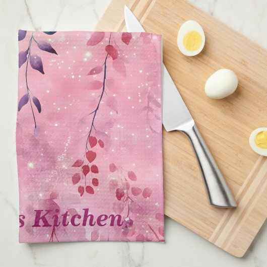 Wasserfarbe Elegante Weinberge mit rosa Hintergrun Geschirrtuch (Viertel Falte)