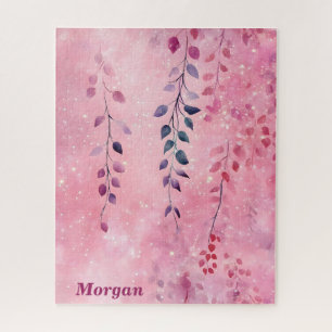 Wasserfarbe Elegante Weinberge mit rosa Hintergrun Puzzle