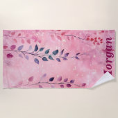 Wasserfarbe Elegante Weinberge mit rosa Hintergrun Strandtuch (Vorderseite)