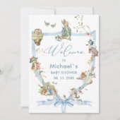 Wasserfarbe Elegante Wildblume Peter Rabbit Baby Einladung (Vorderseite)