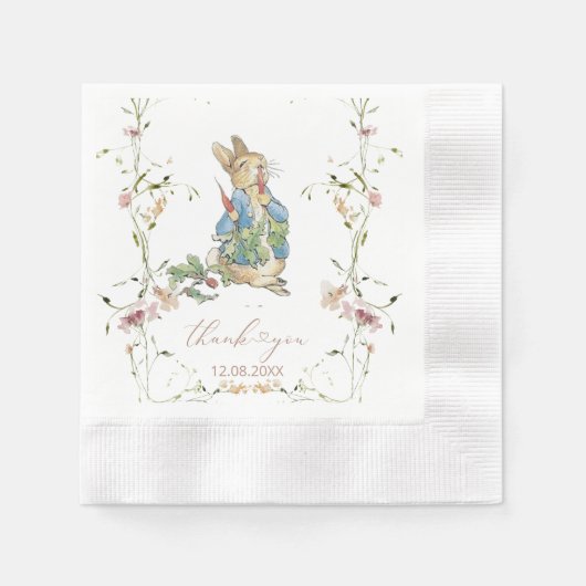 Wasserfarbe Elegante Wildblume Peter Rabbit Baby Serviette (Vorderseite)