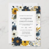 Wasserfarbe Elegante Wildblumen Hochzeit Einladung (Vorderseite)