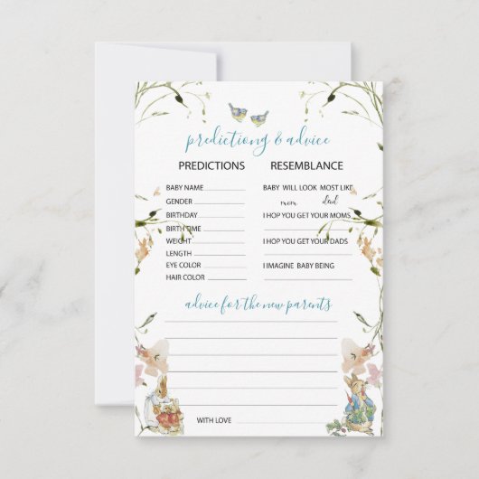 Wasserfarbe Elegante Wildblumen Peter Rabbit Predi Einladung (Vorderseite)