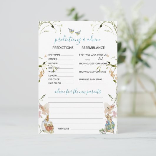 Wasserfarbe Elegante Wildblumen Peter Rabbit Predi Einladung (Stehend Vorderseite)