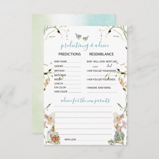 Wasserfarbe Elegante Wildblumen Peter Rabbit Predi Einladung (Vorne/Hinten)