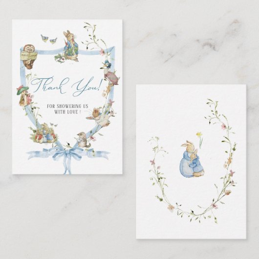 Wasserfarbe Elegante WildblumePeter Rabbit Baby s Mitteilungskarte (Vorne/Hinten)