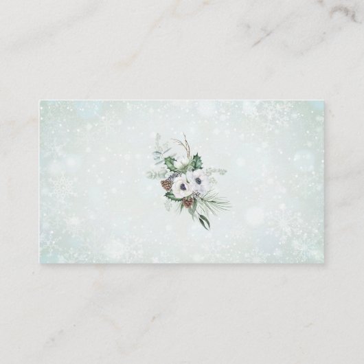 Wasserfarbe Elegante Winter Anemones Blume Bridal Begleitkarte (Rückseite)