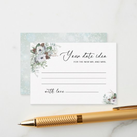 Wasserfarbe Elegante Winter Anemones Blume Bridal Begleitkarte (Vorderseite/Rückseite Beispiel)