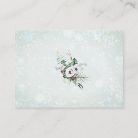 Wasserfarbe Elegante Winter Anemones Blume Bridal Begleitkarte (Rückseite)